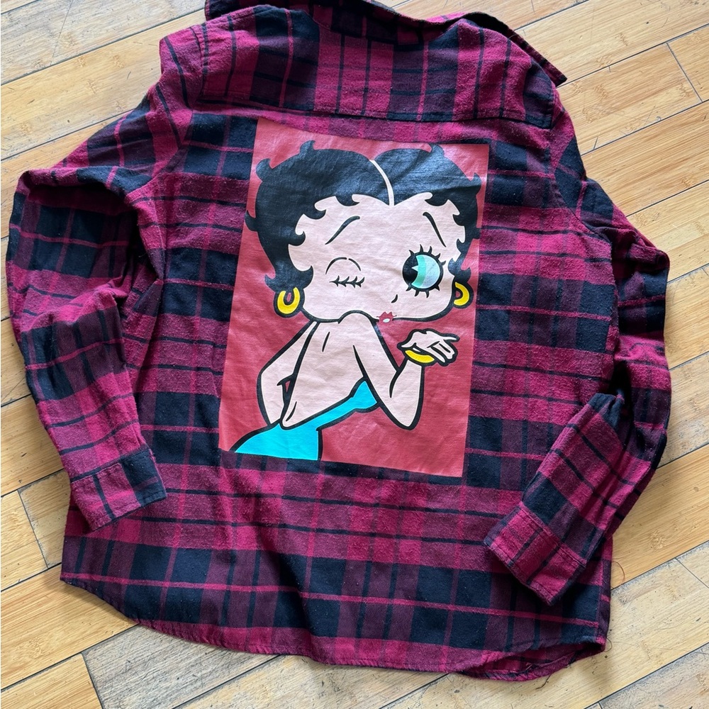 Betty Boop Red and Black Plaid Shirt